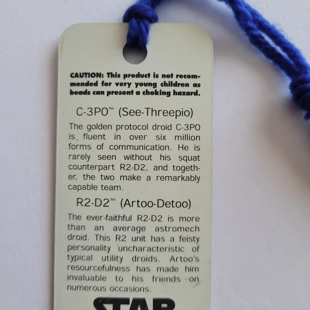 Vintage Y2K Star Wars Bookmark Droids C-3PO R2-D2 00/2002 Yarn Tassel CEBM-2130X